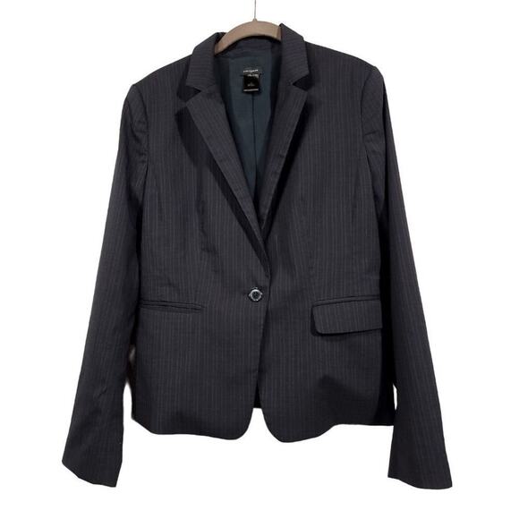 Ann Taylor Blazer Striped Collar One Button Women's Business Jacket Size 10 - Picture 1 of 6